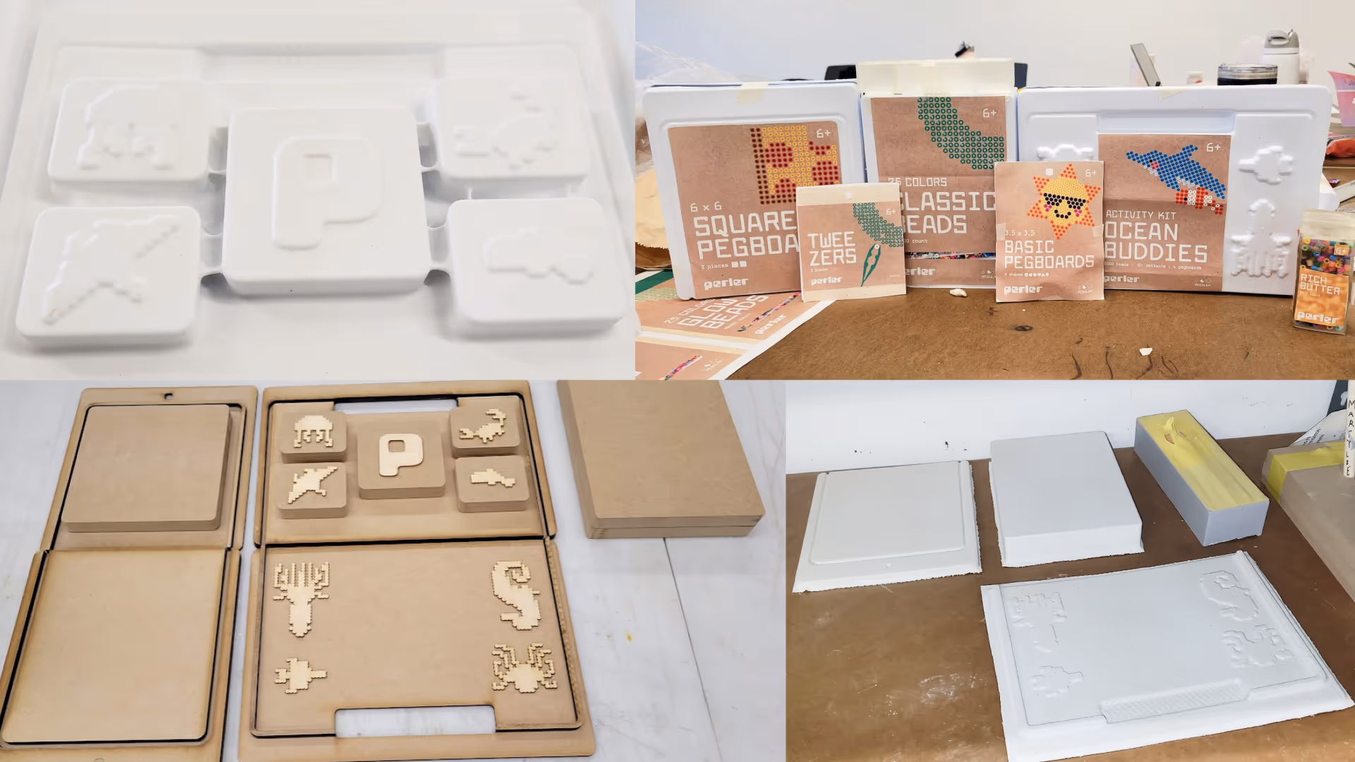 Perler prototyping examples using the vacuum forming machine.