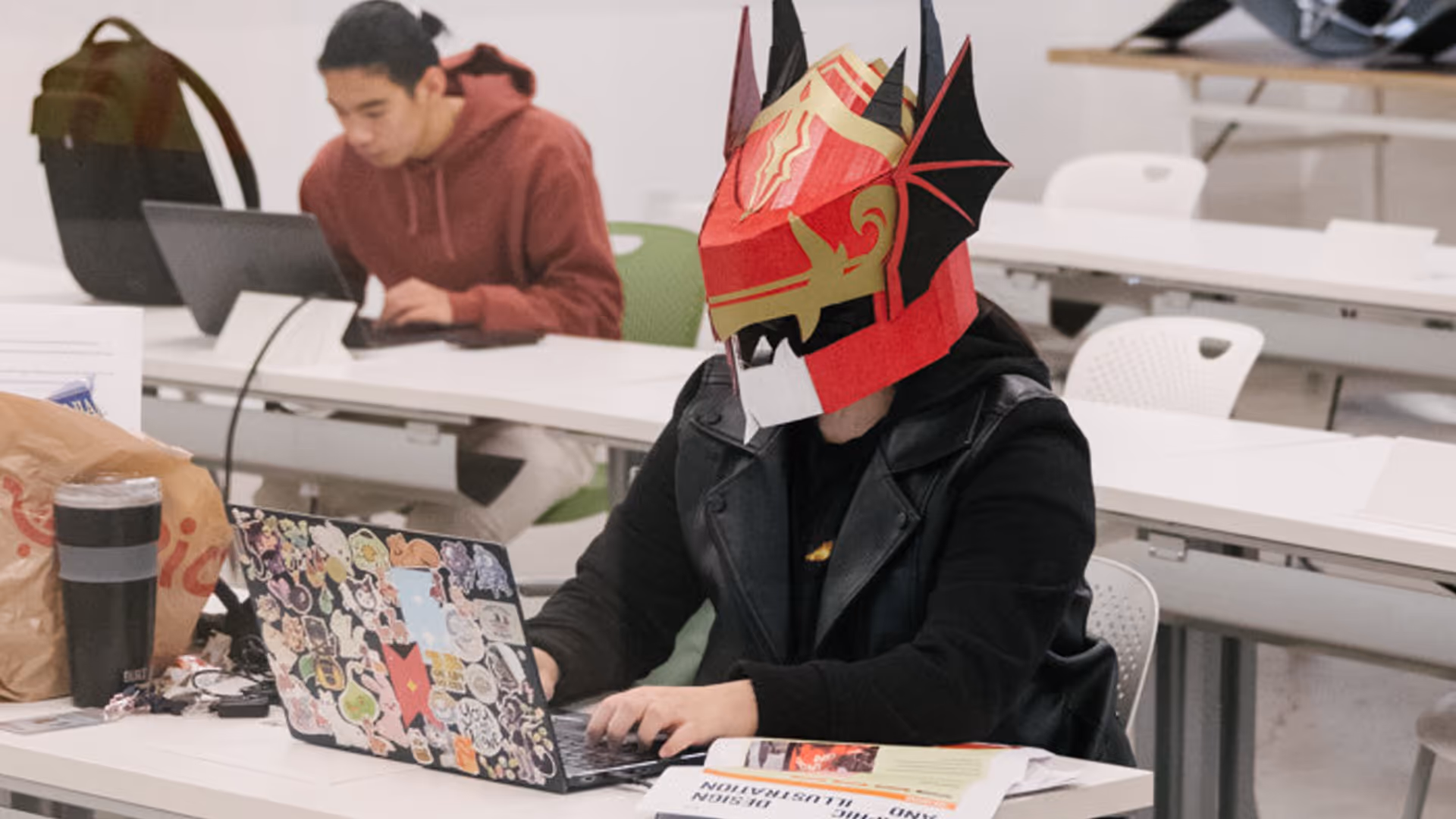 Me working with the helmet on.