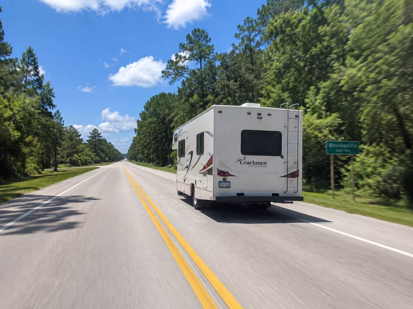Small RV driving near Brooksville, Florida