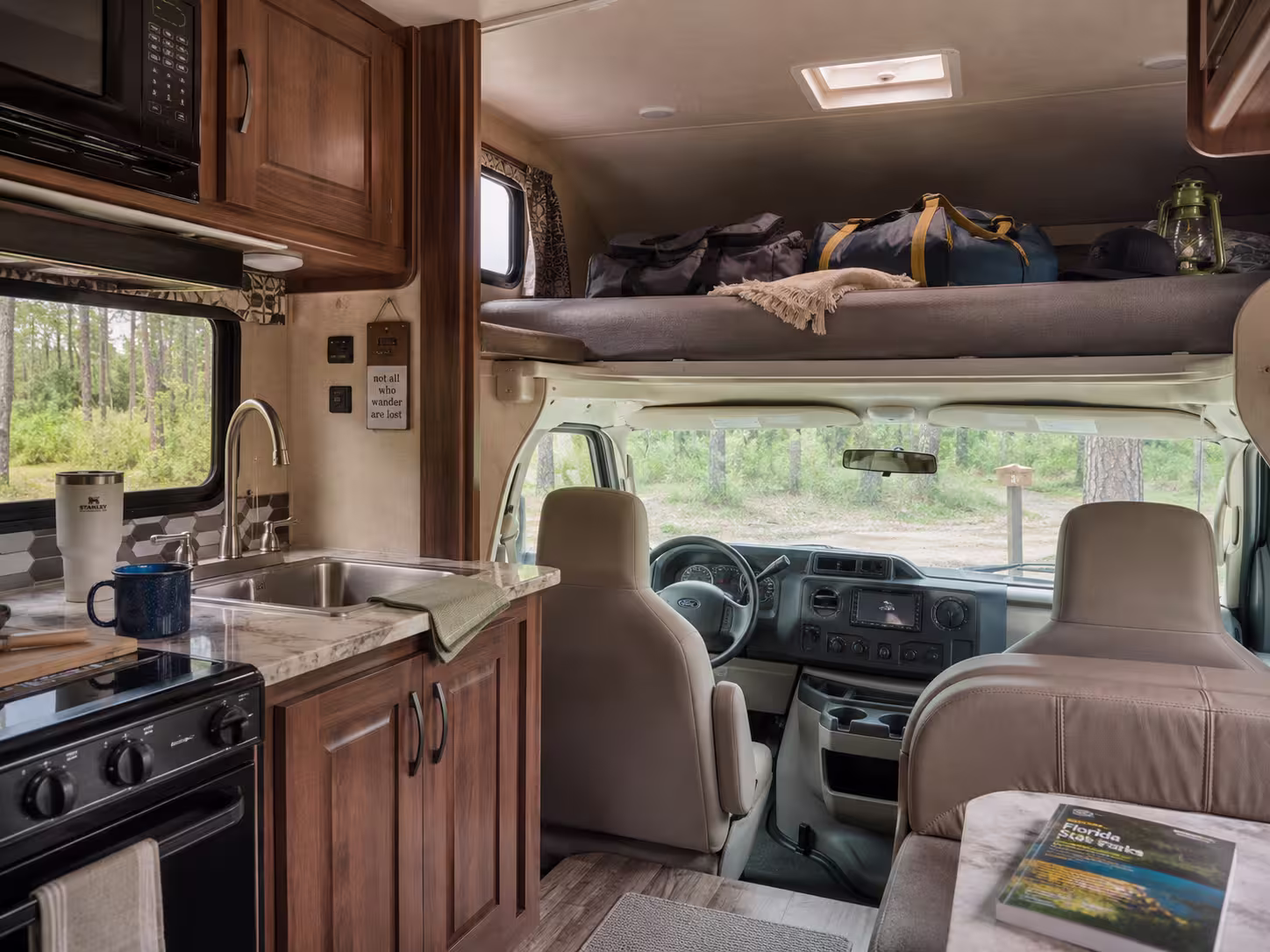 Class C motorhome interior layout near Brooksville, FL