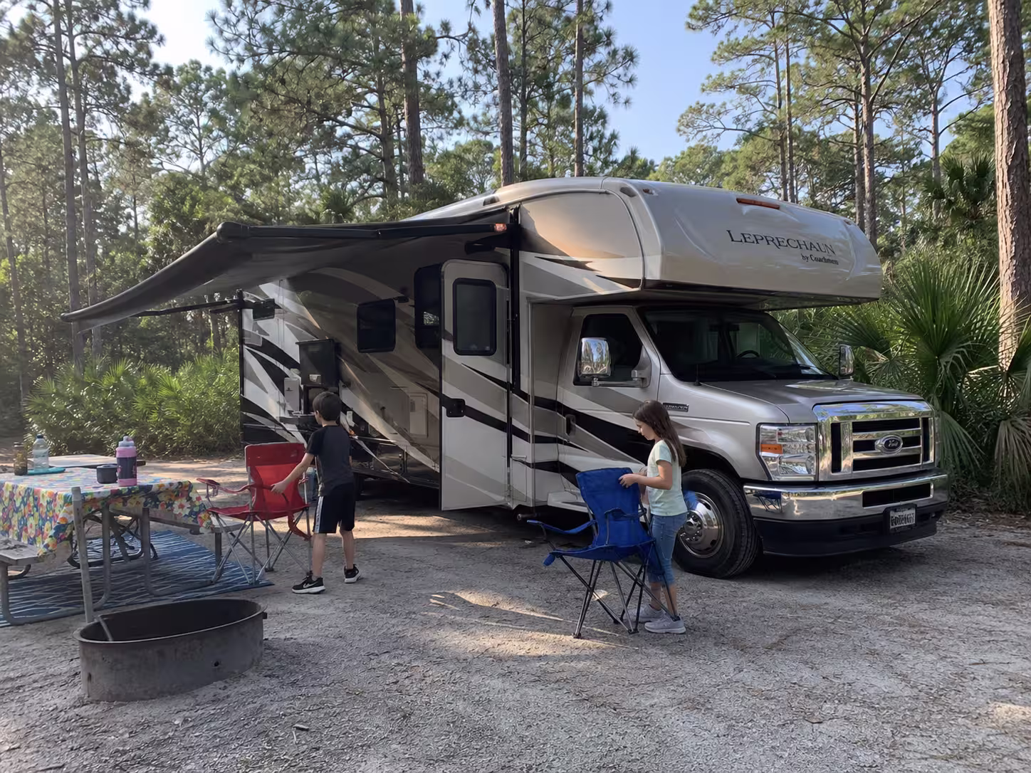 Family Class C rental at a Brooksville area campsite