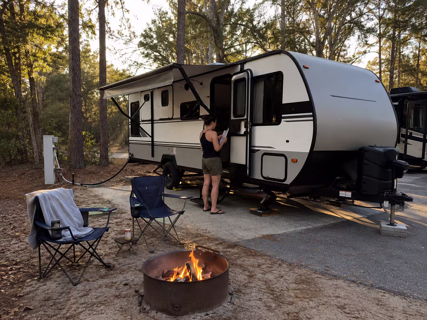 Travel trailer rental at a campground near Brooksville, Florida