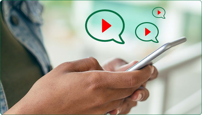 texting on phone with speech bubbles above