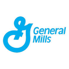 General Mills logo with stylized blue G and company name in blue text.