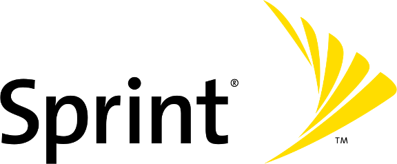 Sprint logo with black text and yellow curved stripes forming a wing shape.