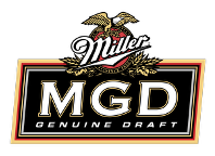 Miller Genuine Draft (MGD) logo with an eagle perched above the brand name.
