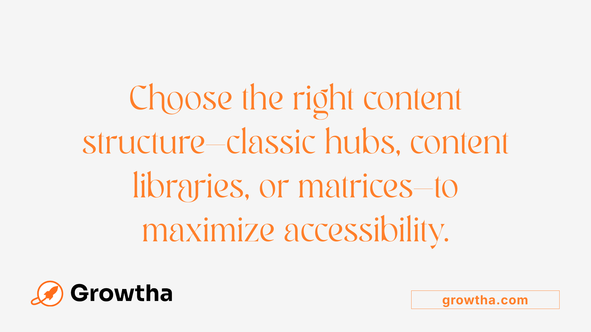 Choose the right content structure—classic hubs, content libraries, or matrices—to maximize accessibility.