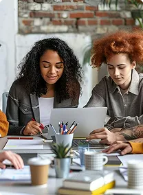 Launchist team discussing with a client in a meeting