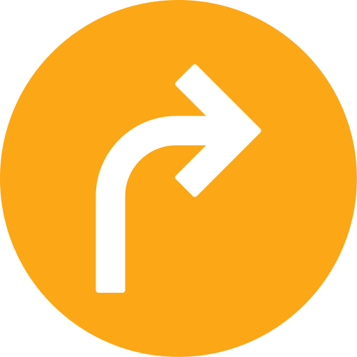 Turn right icon — directional arrow indicating a right-hand turn, commonly used in navigation interfaces and road signage.