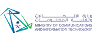 شعار منظمة الخليج للاستشارات الصناعية يتميز بتصميم هندسي مثلث ونص عربي وإنجليزي.