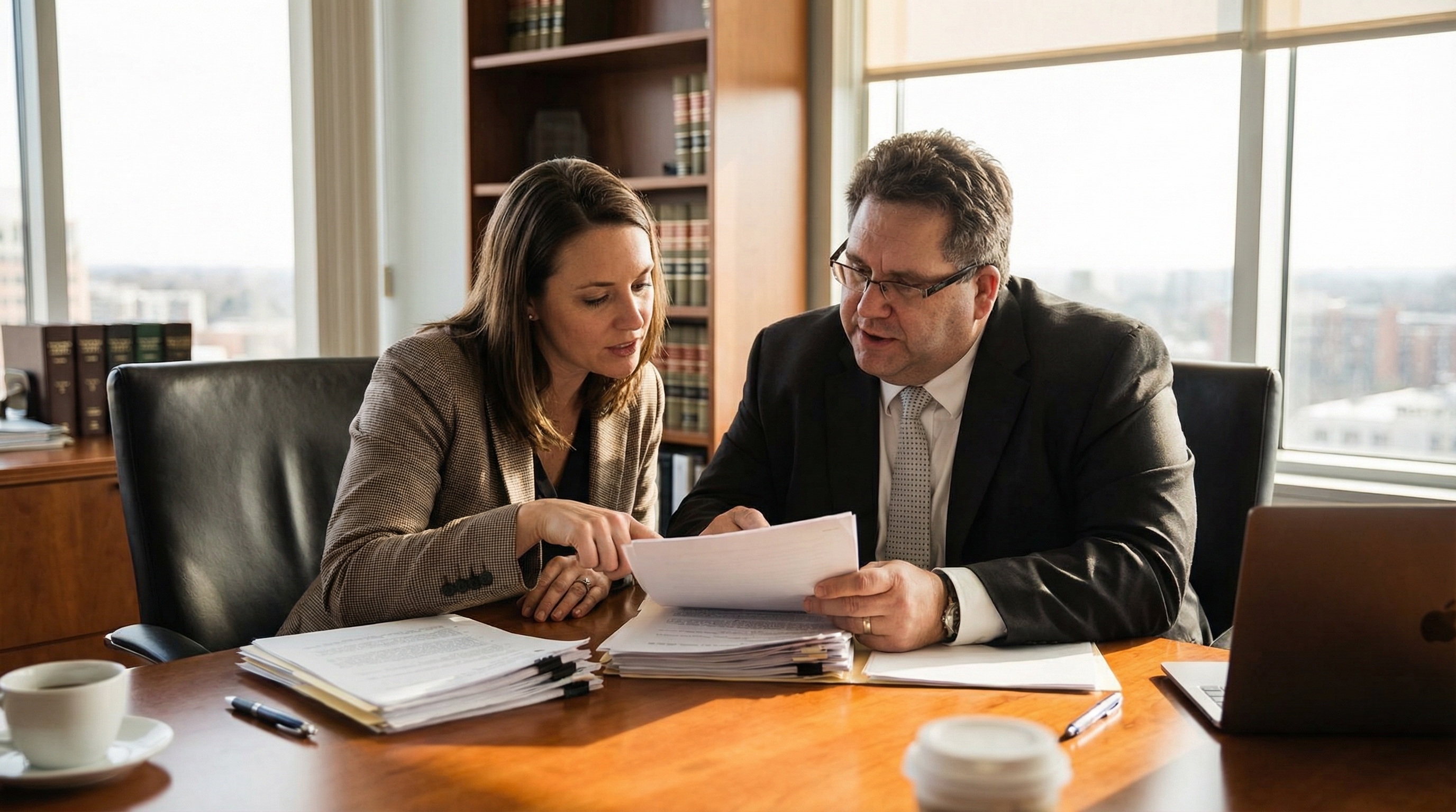 Lawyer with client