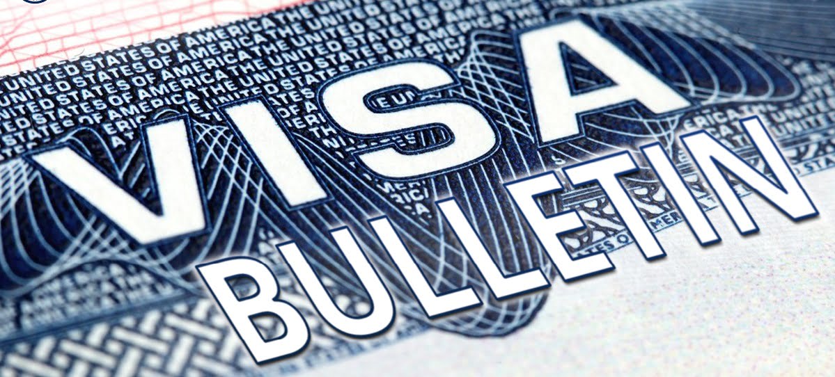 Primer plano de un documento con las palabras 'VISA BULLETIN' destacadas en letras grandes. Source: https://www.passright.com/bulletin-visa-april-2023-learn-about-your-priority-date/