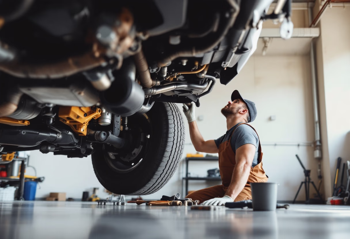image of truck maintenance for a trucking company