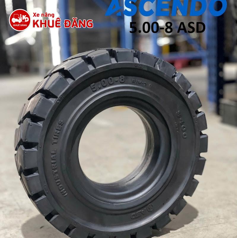 Bánh đặc 500-8 Ascendo S400 dùng làm bánh sau xe nâng 1.5 tấn Komatsu FD15-21, Toyota 02-8FD15