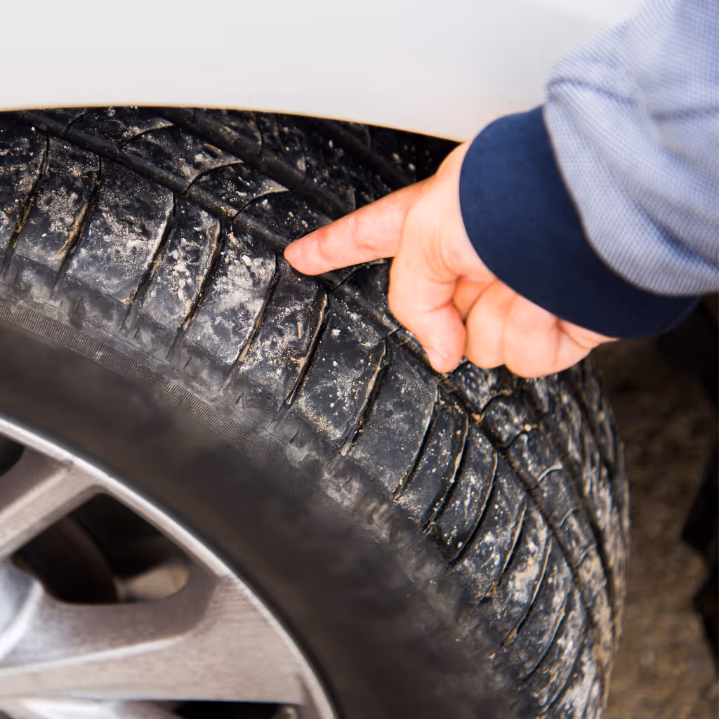 Inspecting tire condition and suspension integrity. Maxamy Mobile Autocare ensures your vehicle is safe for the road with comprehensive visual checks in Crowthorne.