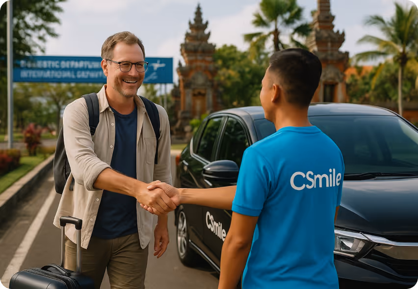 Patient arriving for dental treatment in Bali