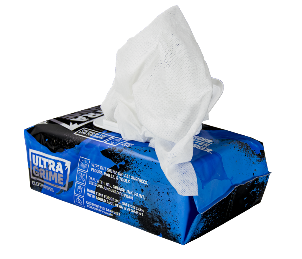 UltraGrime Pro Multiuse Wipes are designed for heavy-duty tasks, providing 3-1 action to lift, clean and protect sensitive equiptment and skin.