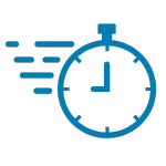 Blue stopwatch with speed lines indicating fast timing or quick action.
