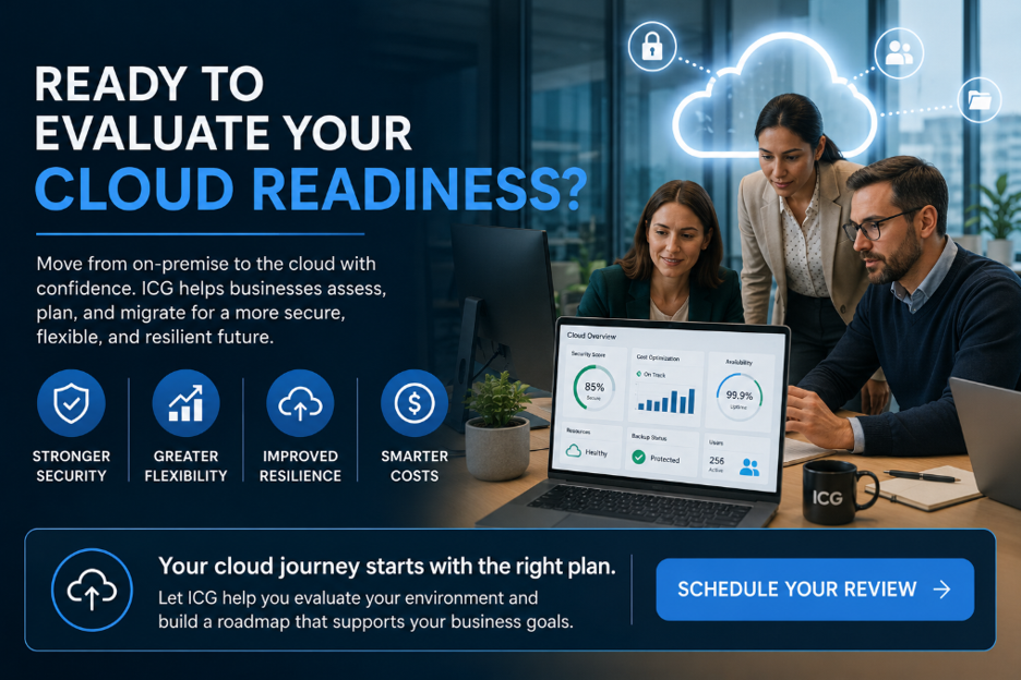 Cloud readiness review banner encouraging small businesses to evaluate their move from on-premise servers to the cloud.