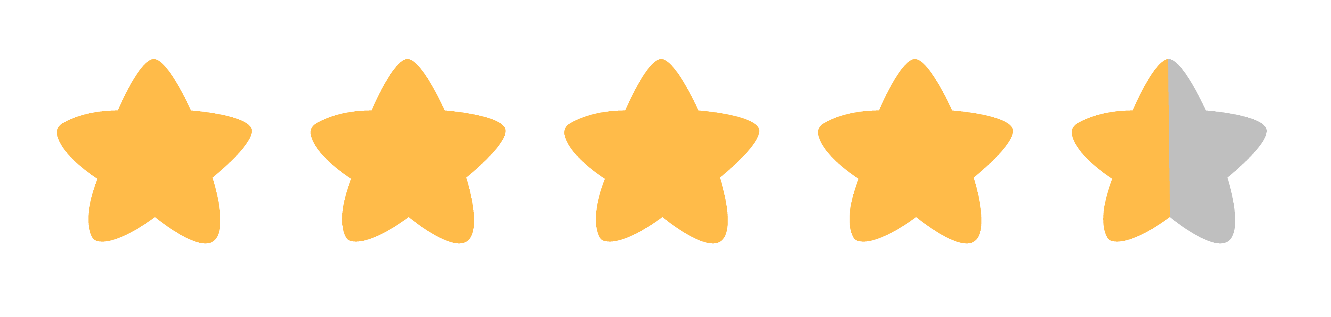 Four and a half yellow stars indicating a 4.5-star rating with the last star half gray.