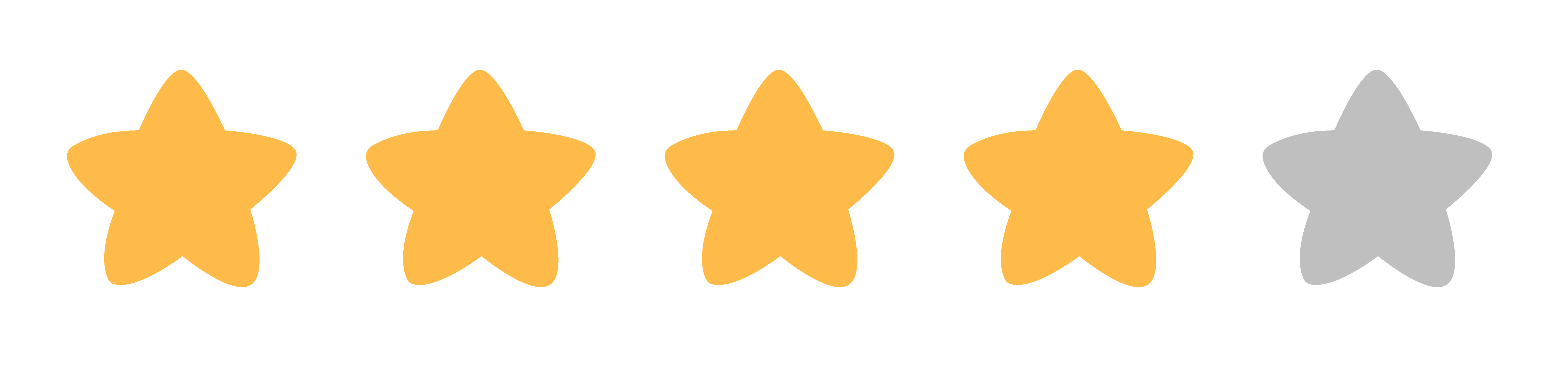 Four orange stars followed by one gray star in a rating scale.