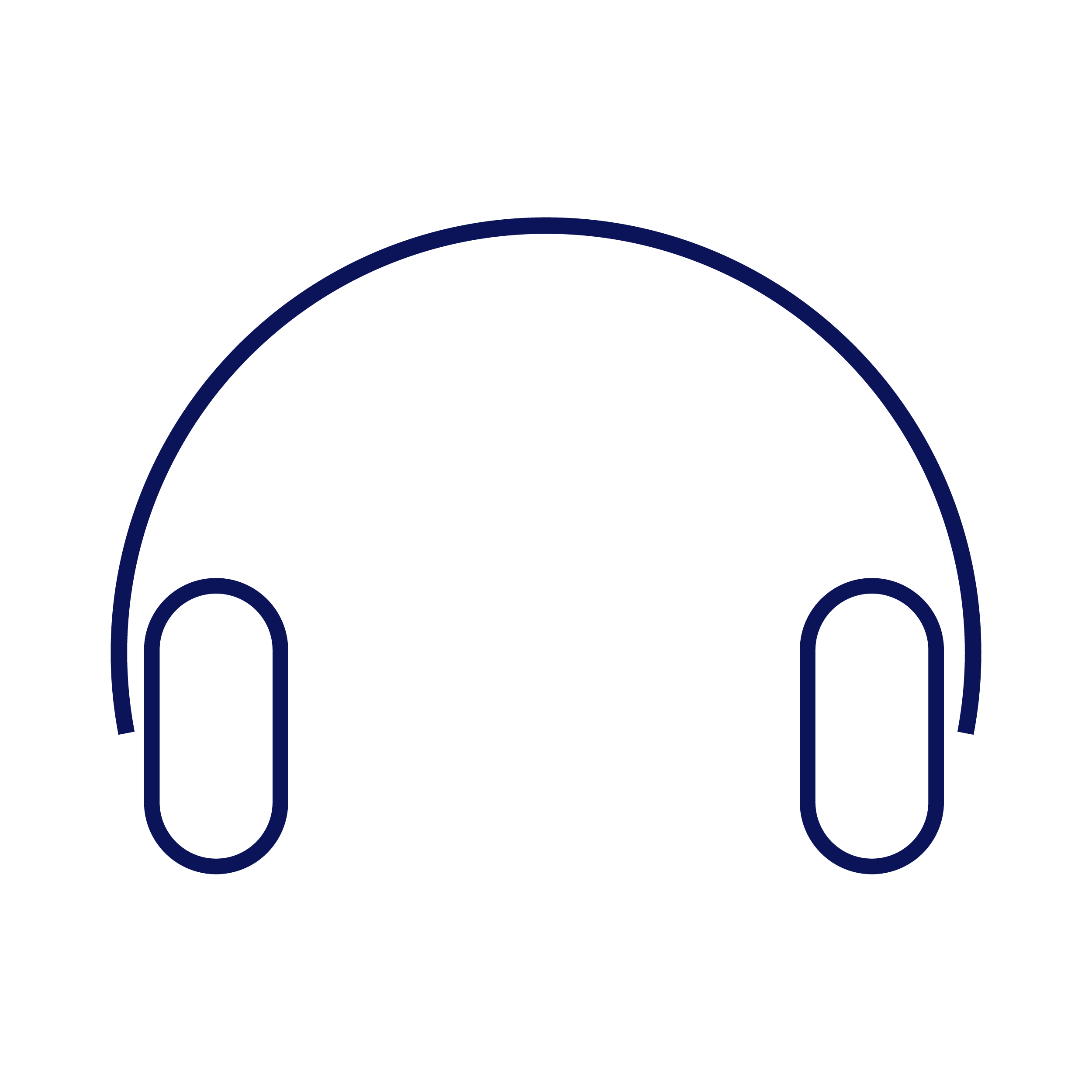 Minimalist dark blue outline of over-ear headphones on transparent background.