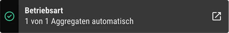 Anzeige mit dem Text Betriebsart 1 von 1 Aggregaten automatisch und einem grünen Häkchen.