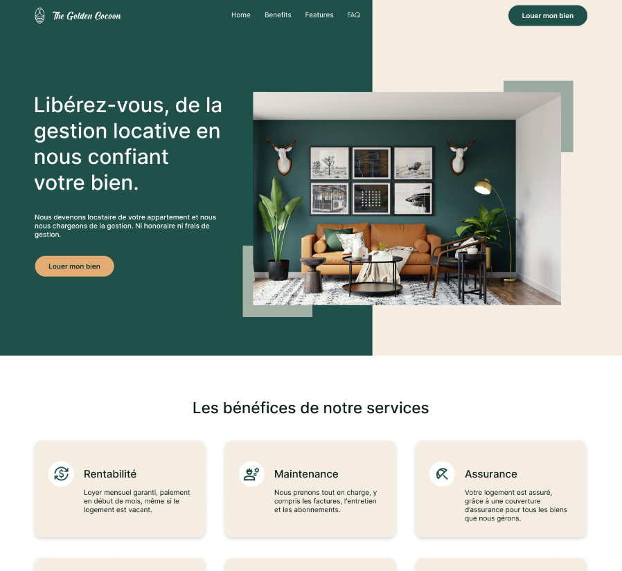 A web page for a furniture store.