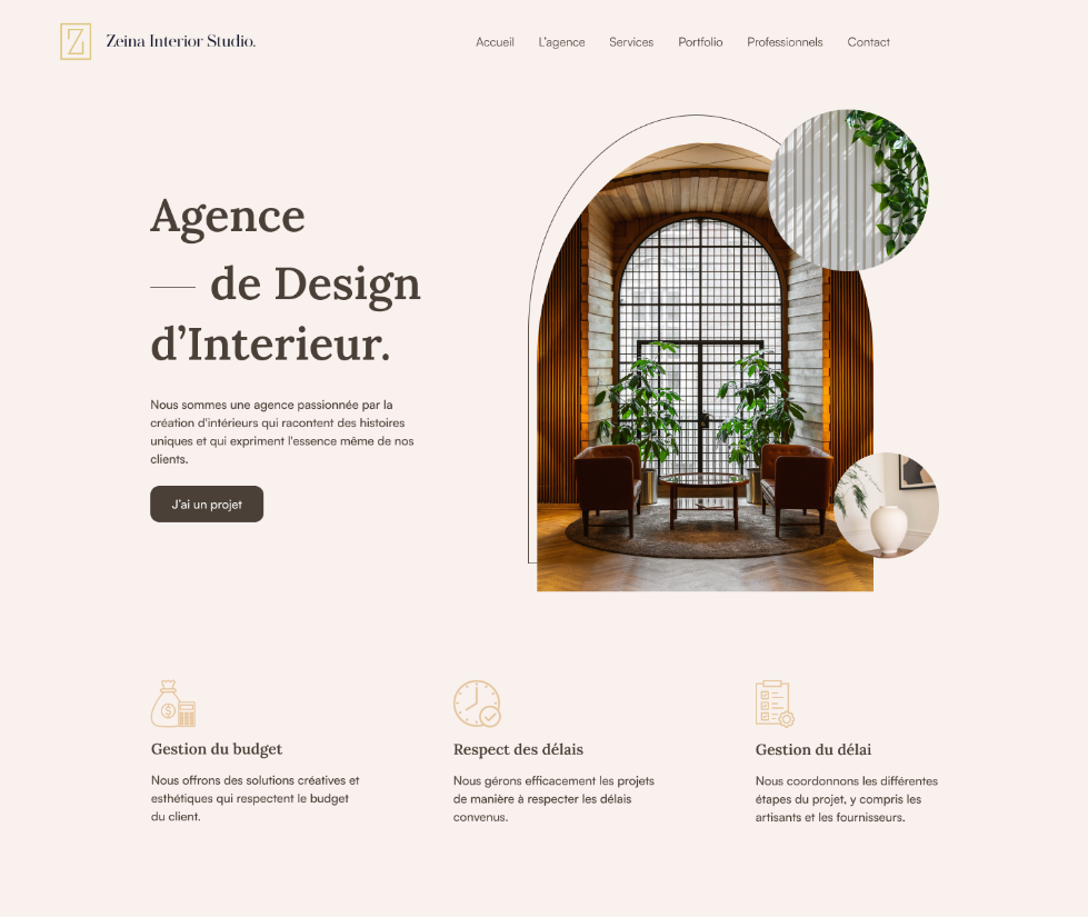 A website design for a furniture store.