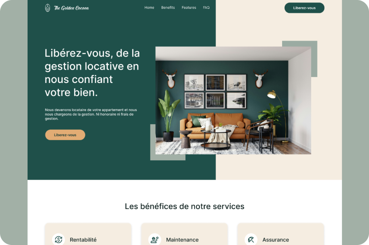 A web page for a furniture store.