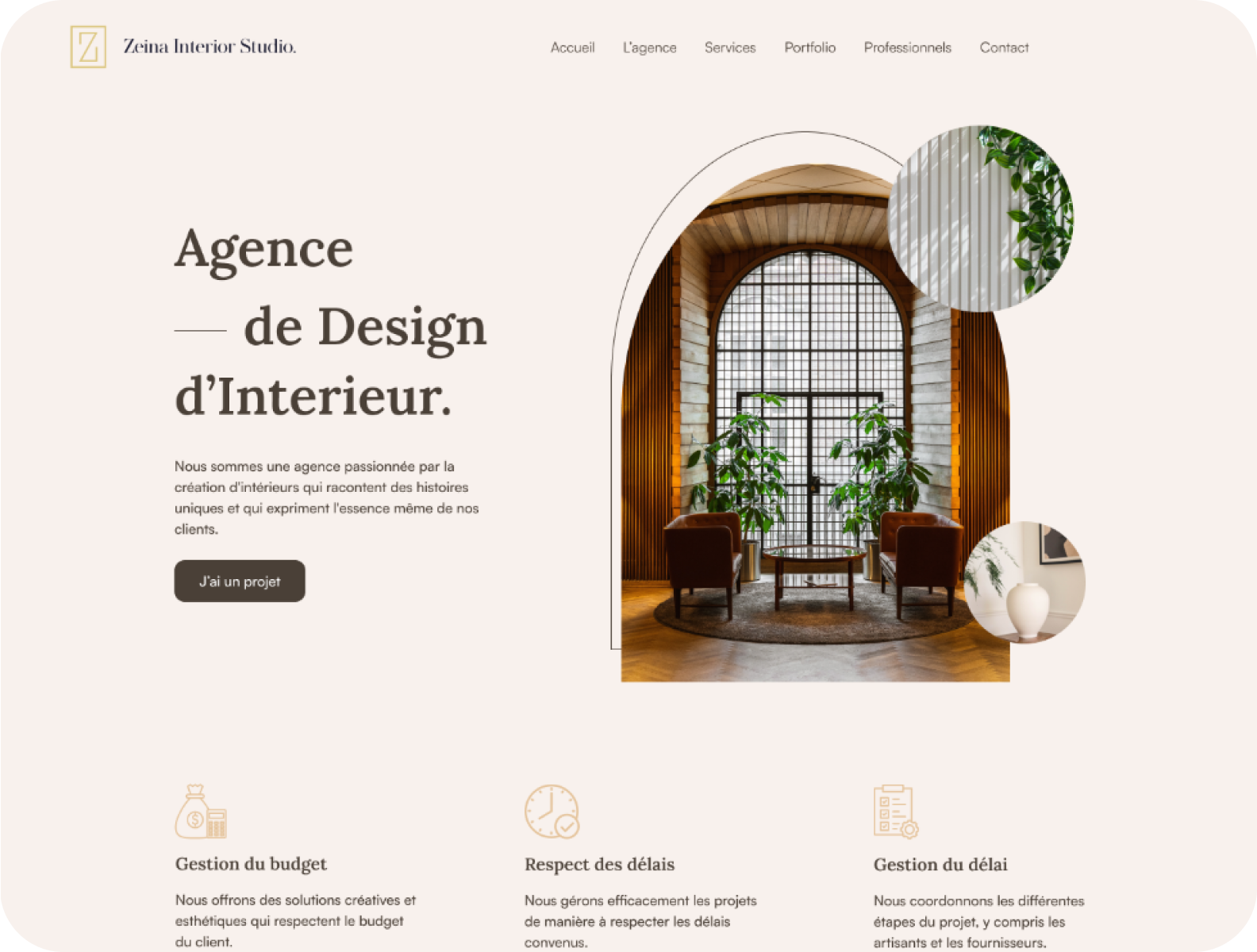 A website design for a furniture store.