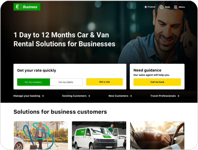 A web page for a car rental company.