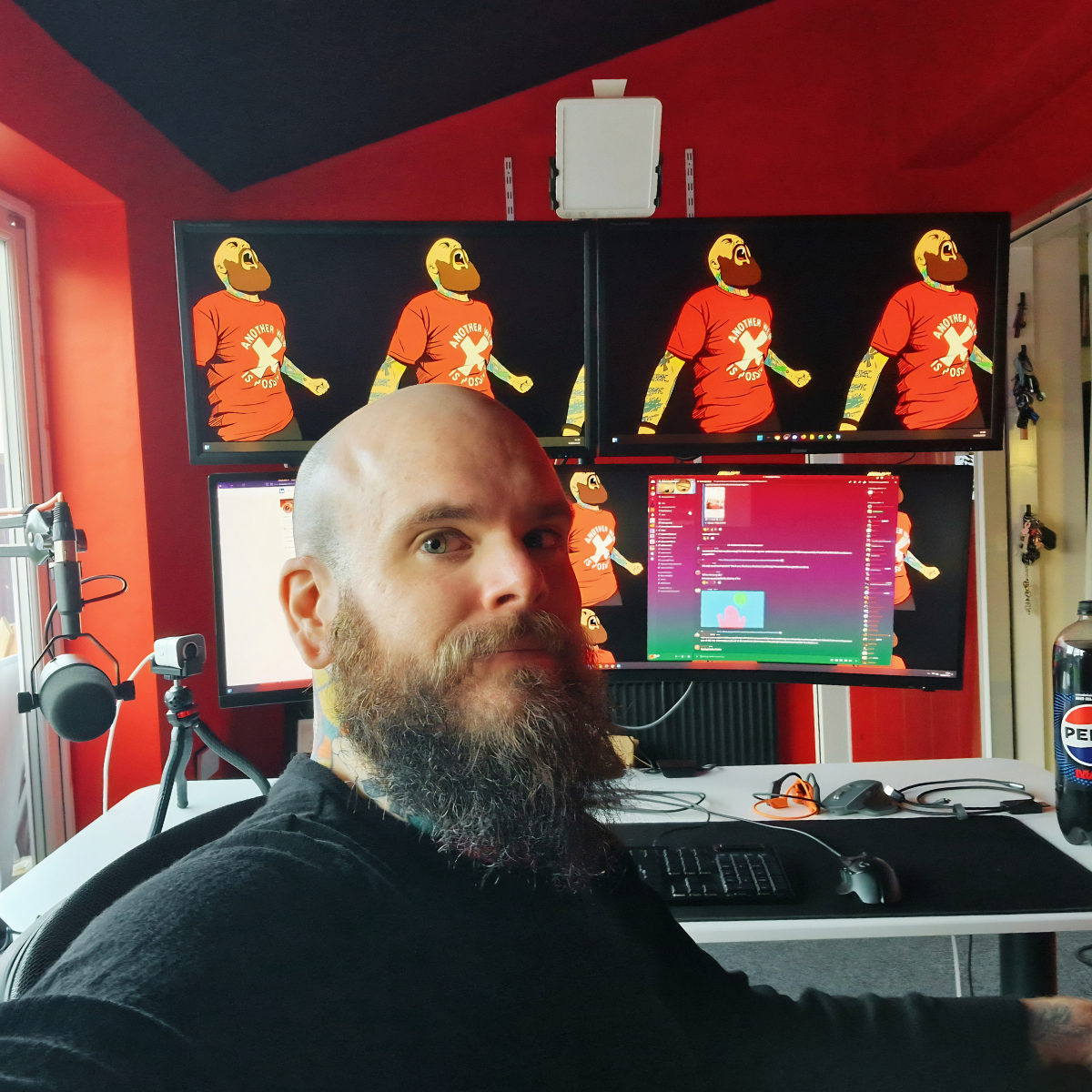 Jon Crowder working at his desk