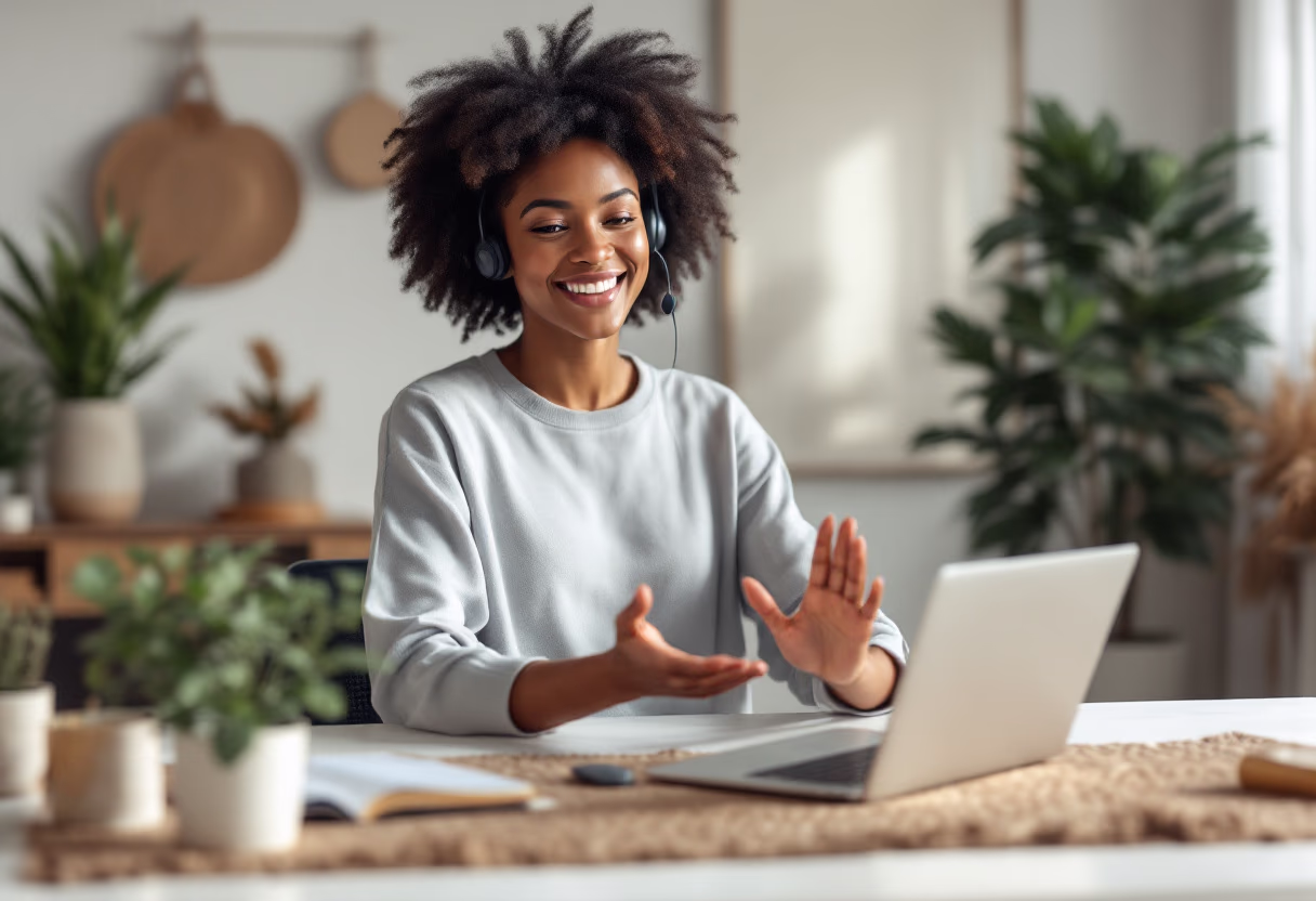 image of an individual providing support assistance for a productivity tools business