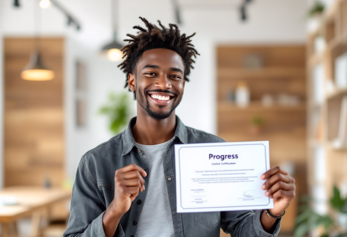 image of student holding a progress certificate [3]
