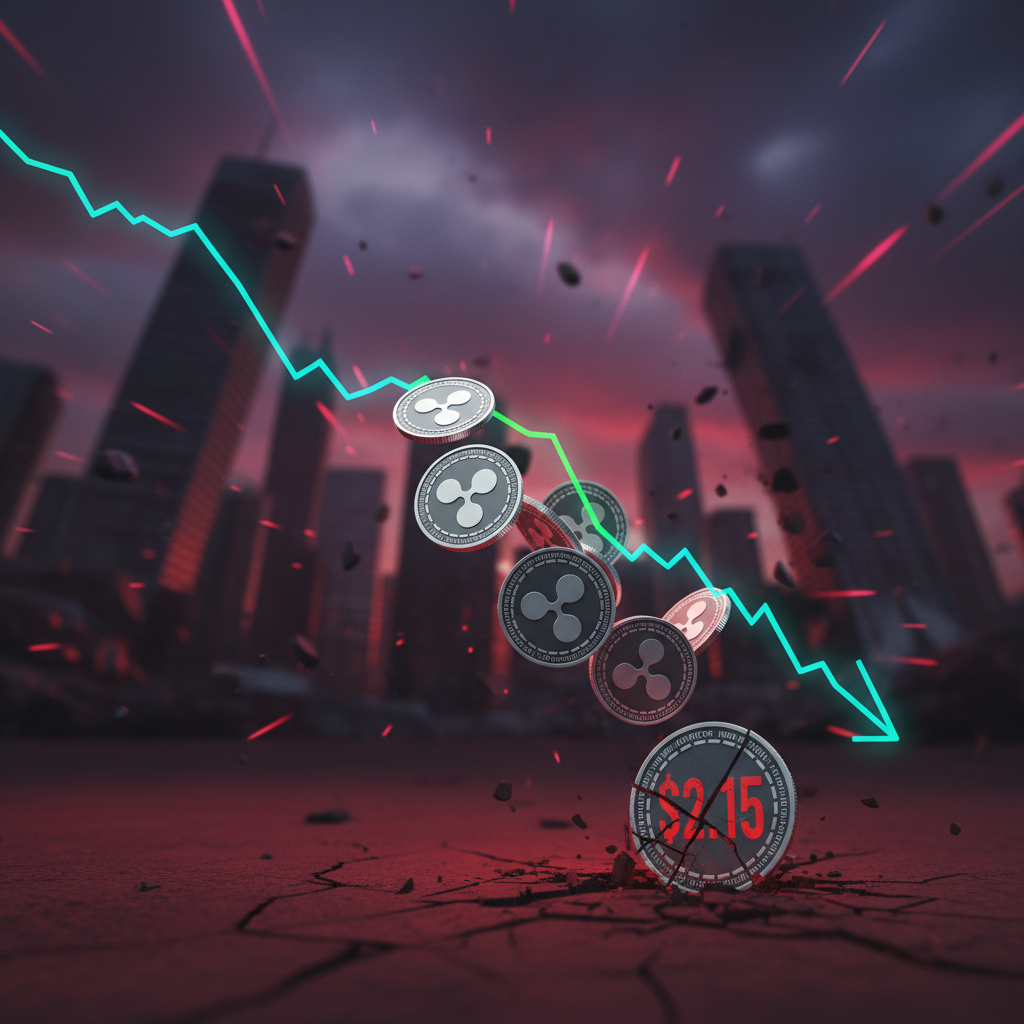 A chart showing Ripple XRP's price movements with downward trends, indicating market pressure.