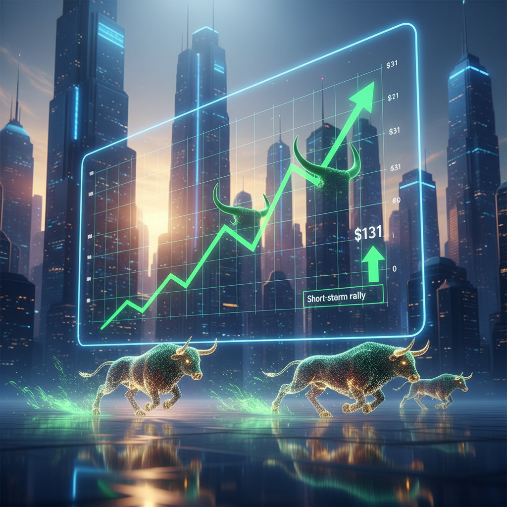 Solana SOL token price chart showing a retest of the $131 support level with upward arrows indicating a potential rally.