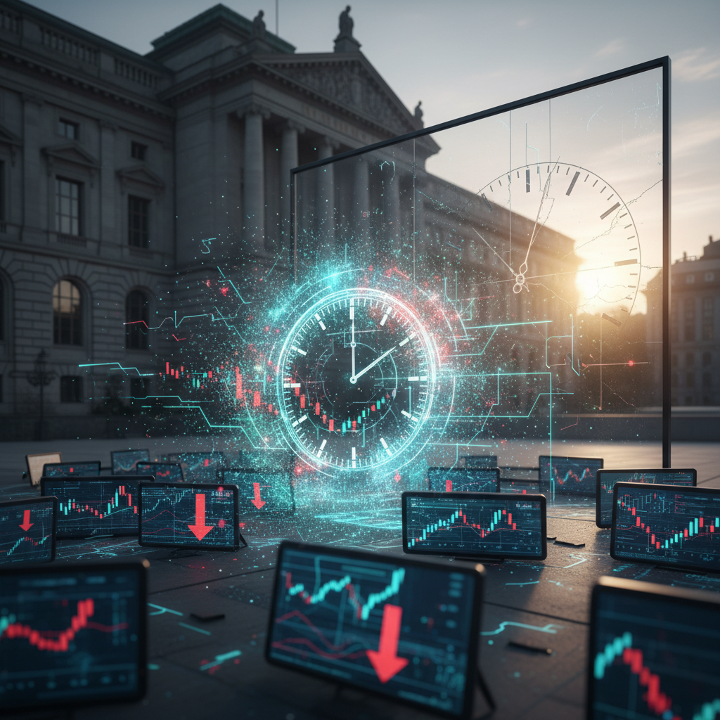 A graphic depicting financial market volatility with a downward trend, representing the European Central Bank's concerns.