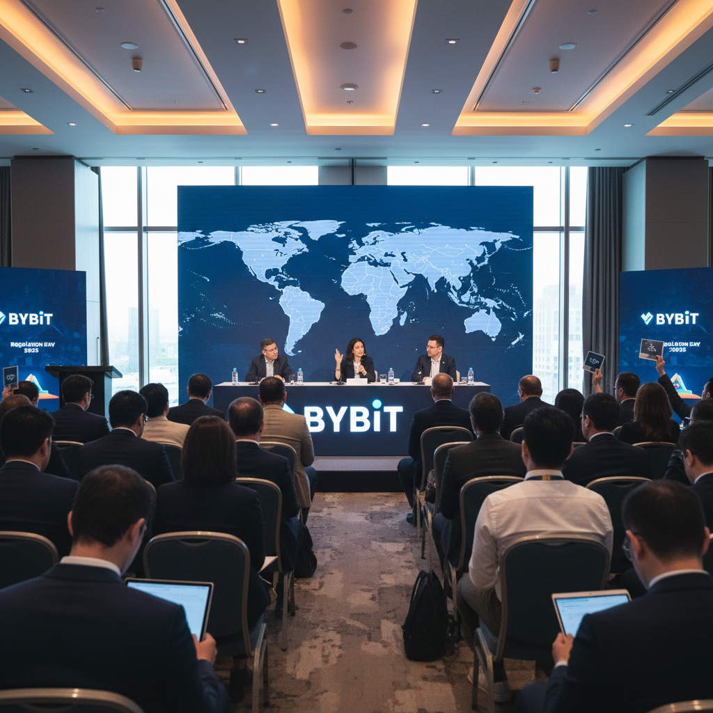 Bybit representatives engaging in discussions at Regulation Day 2025 in Argentina about crypto regulations.