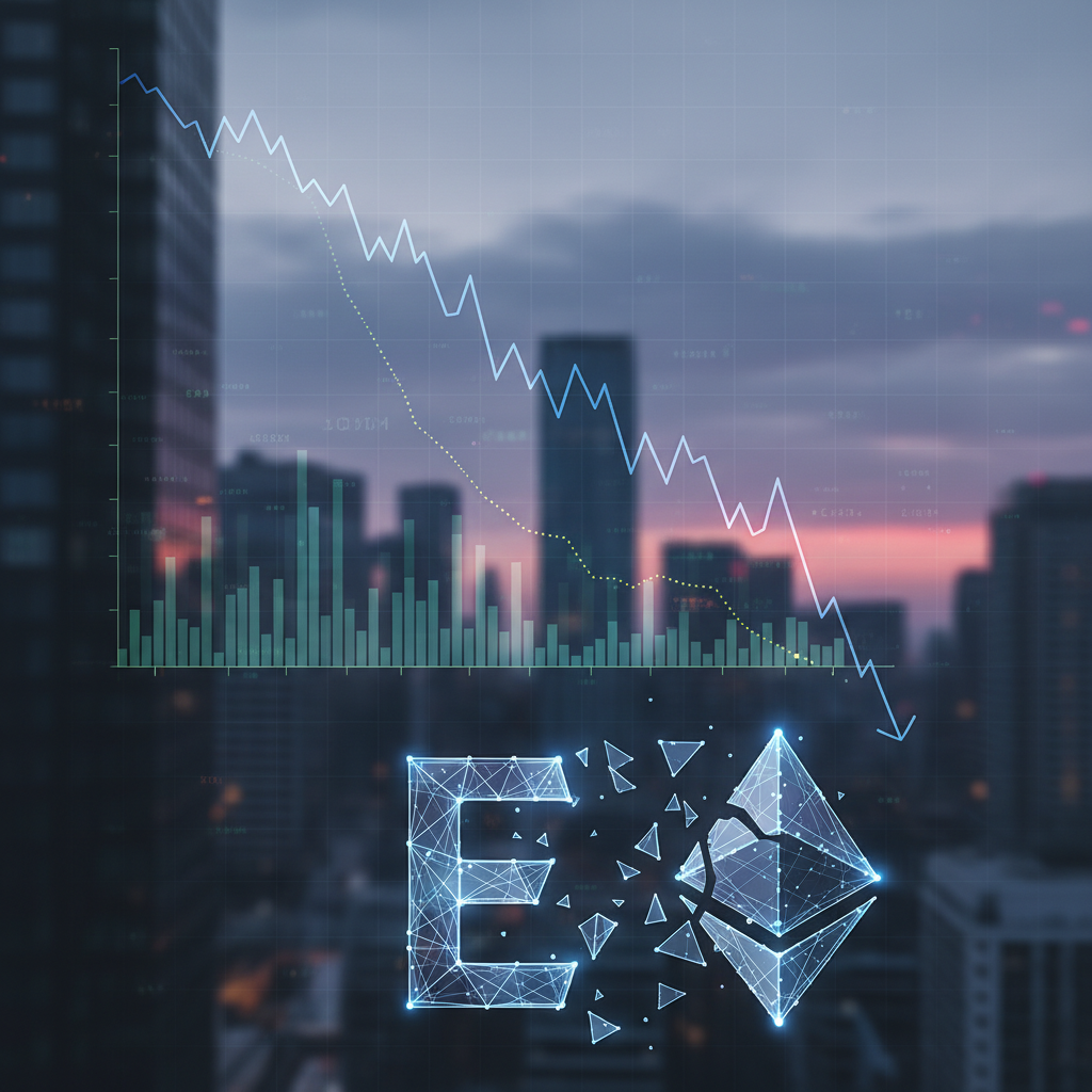 Ethereum price chart showing a downtrend with key technical indicators signaling a potential correction.