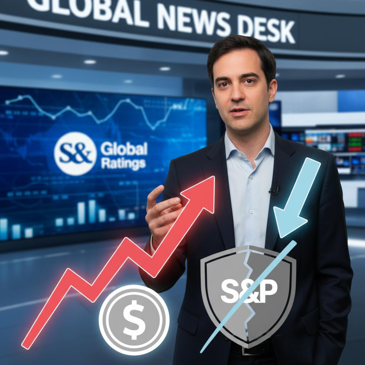 Tether CEO Paolo Ardoino set against a background with the S&P Global Ratings logo, illustrating the conflict between the two entities.