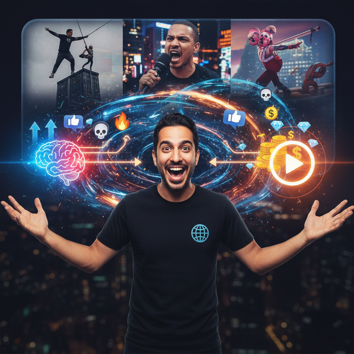 Nuseir Yassin, known as Nas Daily, speaking passionately during an interview about the future of content creation.