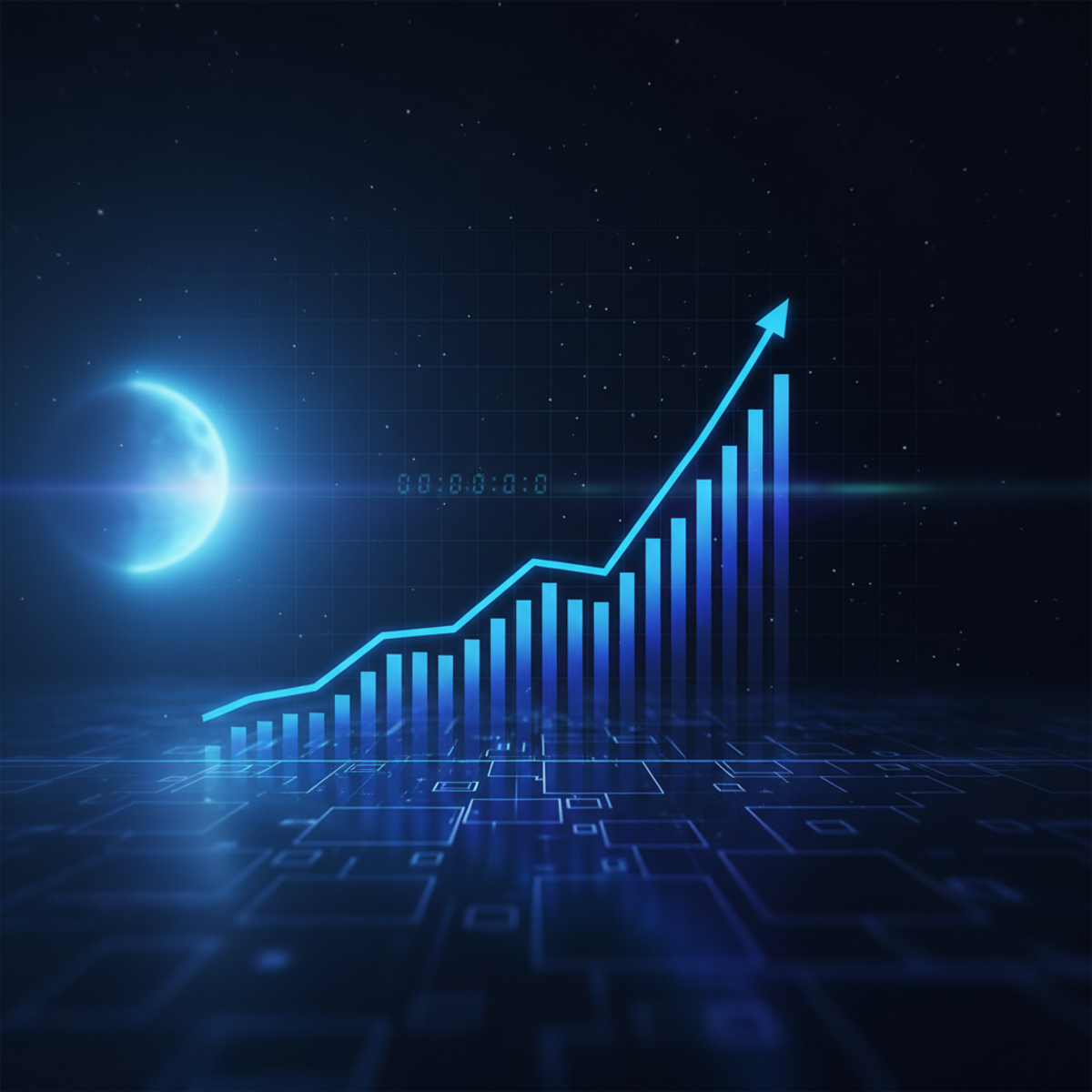 A stylized graphic of the Cardano ADA logo on a dark background with network lines suggesting future growth and connectivity.
