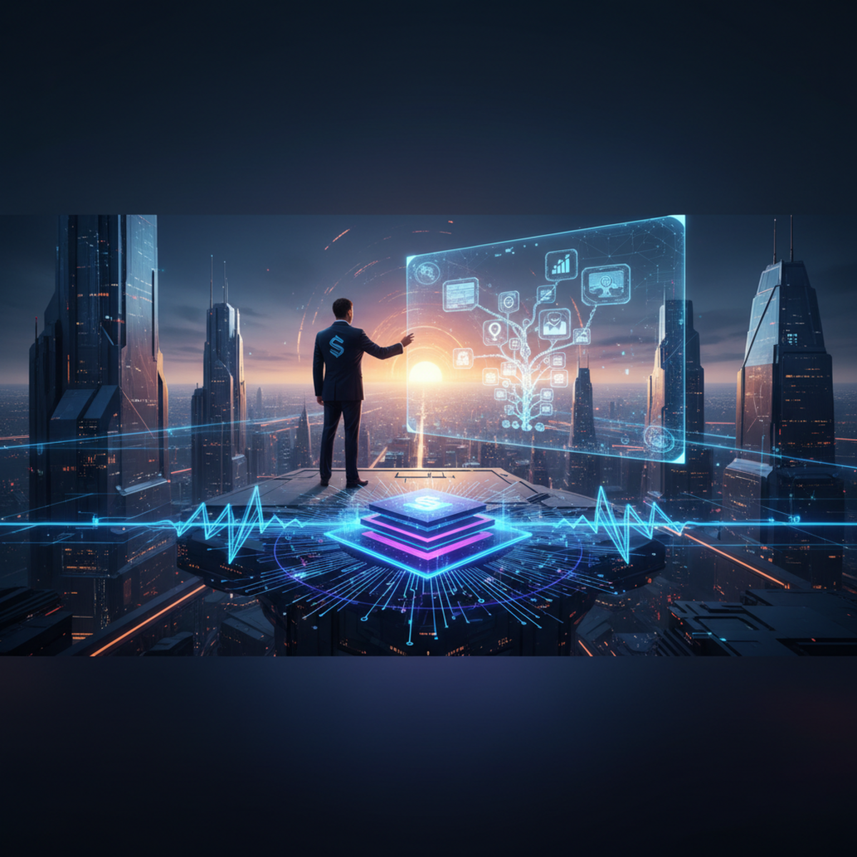 A futuristic network graphic representing the complex connections of a modern layer 1 blockchain, focusing on user interaction over raw speed.