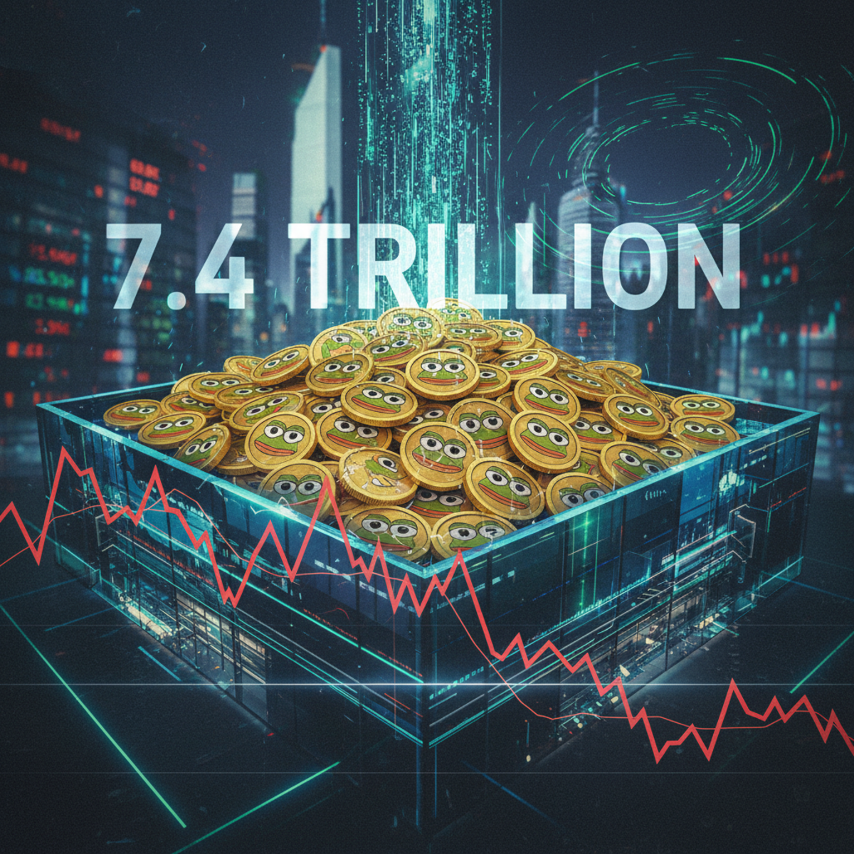 Pepe coin chart illustration showing a downward trend