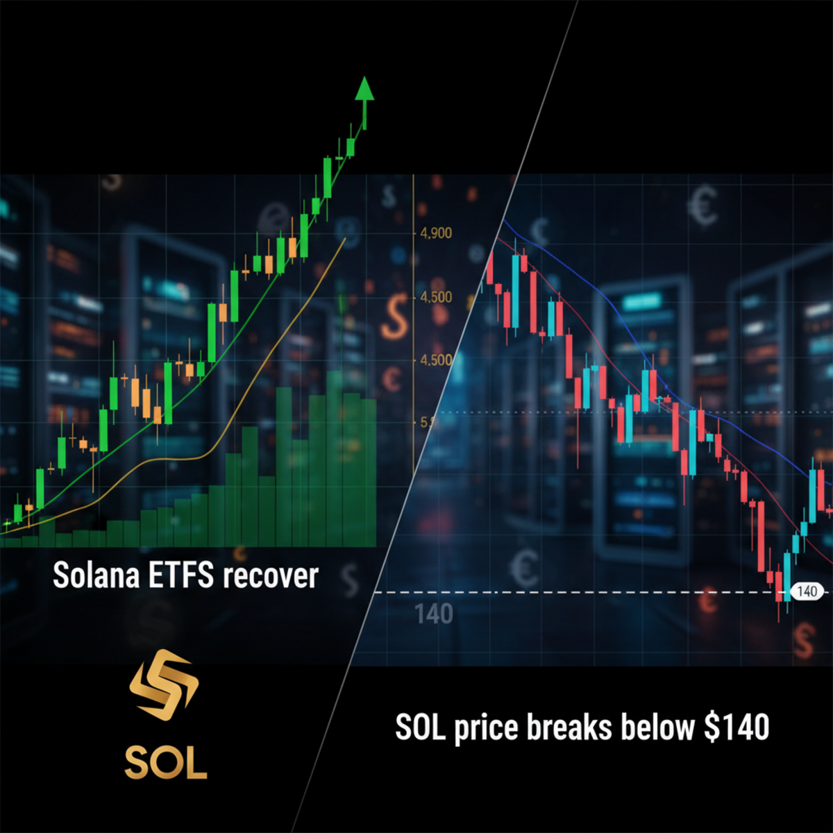 Graph showing Solana price drop against ETF inflow data
