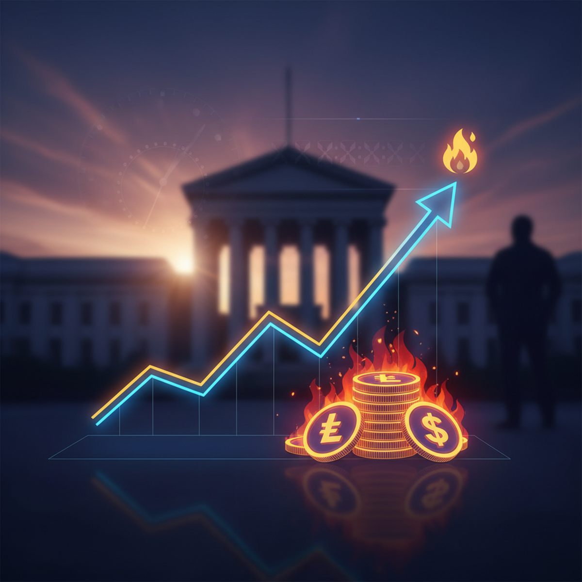 Chart showing LUNC price surging forty percent with Terra Classic logo background