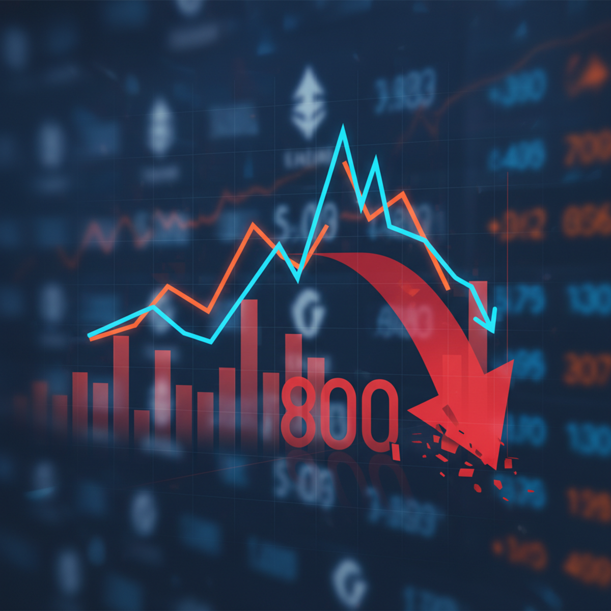 BNB price chart showing technical analysis and potential drop to 800 dollars