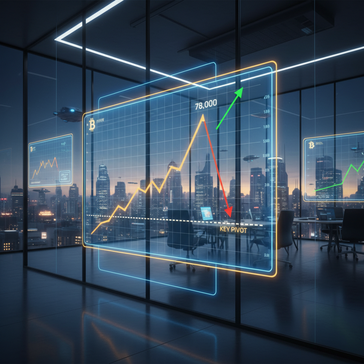 Bitcoin price chart showing a rejection at 94000 dollars and a downward trend