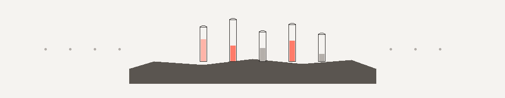 Visual divider - test tubes in rock formation
